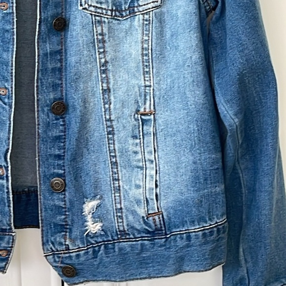Soho Jeans blue denim jeans jacket distressed size M - Picture 3 of 12